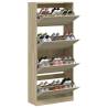 Shoe Cabinet with 4 Flip-Drawers - Sonoma Oak 80x34x187.5 cm