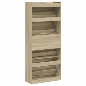 Shoe Cabinet with 4 Flip-Drawers - Sonoma Oak 80x34x187.5 cm