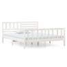 White Double Bed Frame 135x190 cm | Solid Pine Wood