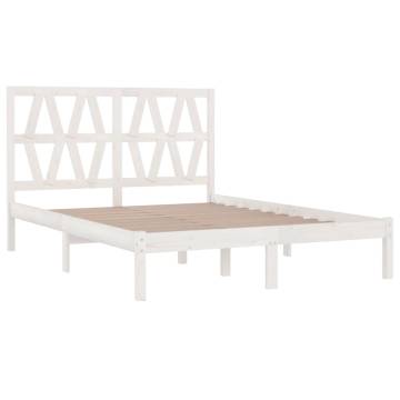 White Solid Wood Pine Bed Frame 140x200 cm | Hipo Market