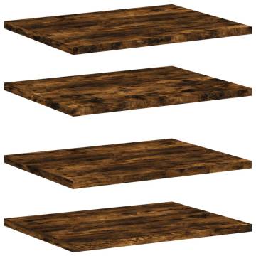 4 pcs Smoked Oak Wall Shelves - Durable Engineered Wood