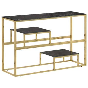 Elegant Gold Console Table - Stainless Steel & Glass Design