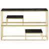 Elegant Gold Console Table - Stainless Steel & Glass Design