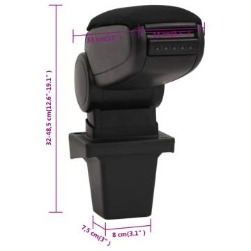 Car Armrest Black - Stylish & Adjustable Storage Solution