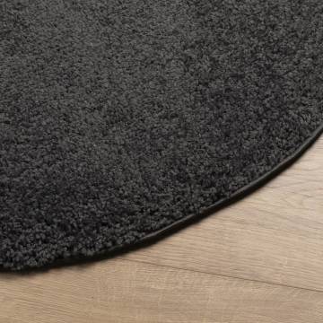 Shaggy Rug High Pile Modern Anthracite Ø 240 cm | HipoMarket