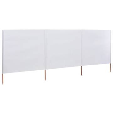 3-Panel Wind Screen Fabric 400x160 cm - Sand White | Hipo Market