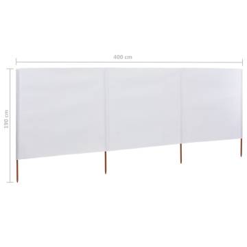 3-Panel Wind Screen Fabric 400x160 cm - Sand White | Hipo Market