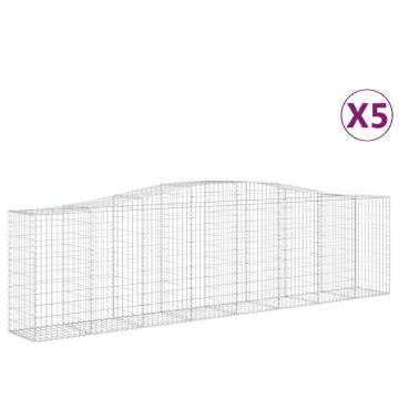 Arched Gabion Baskets - 5 Pcs Galvanised Iron | HipoMarket