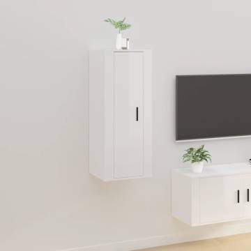 High Gloss White Wall Mounted TV Cabinet | 40x34.5x100 cm