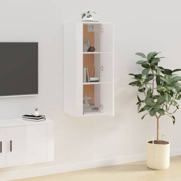 High Gloss White Wall Mounted TV Cabinet | 40x34.5x100 cm