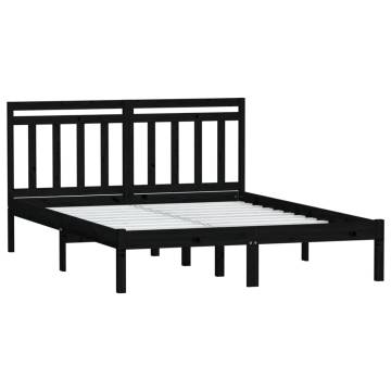 Black Solid Pine Bed Frame 140x200 cm - Timeless Design