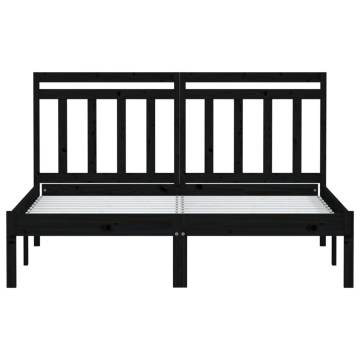 Black Solid Pine Bed Frame 140x200 cm - Timeless Design