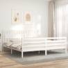 Bed Frame with Headboard White 200x200 cm Solid Wood Colour white Size 200 x 200 cm 