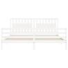 White Bed Frame with Headboard - 200x200 cm Solid Wood