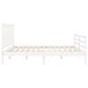 White Bed Frame with Headboard - 200x200 cm Solid Wood