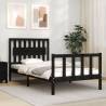 Stylish Black Bed Frame with Headboard - 100x200 cm Solid Wood