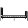 Stylish Black Bed Frame with Headboard - 100x200 cm Solid Wood