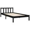 Stylish Black Bed Frame with Headboard - 100x200 cm Solid Wood