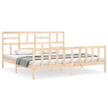 Super King Size Solid Wood Bed Frame with Headboard - Hipomarket