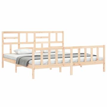 Super King Size Solid Wood Bed Frame with Headboard - Hipomarket