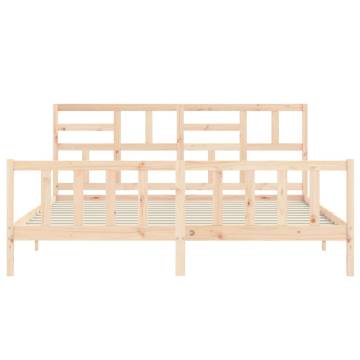 Super King Size Solid Wood Bed Frame with Headboard - Hipomarket