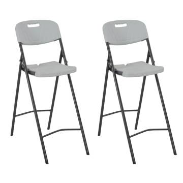 Folding Bar Chairs 2 pcs HDPE and Steel White | Hipomarket