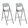 Folding Bar Chairs 2 pcs HDPE and Steel White | Hipomarket