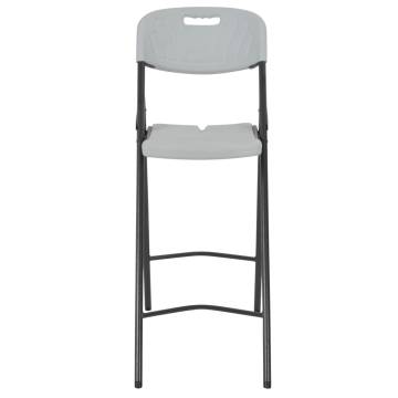 Folding Bar Chairs 2 pcs HDPE and Steel White | Hipomarket