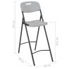 Folding Bar Chairs 2 pcs HDPE and Steel White | Hipomarket