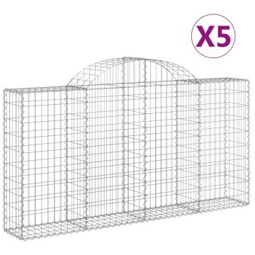 Arched Gabion Baskets - 5 pcs Galvanised Iron | Hipomarket