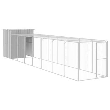 Durable Chicken Cage with Run - Light Grey, Galvanised Steel