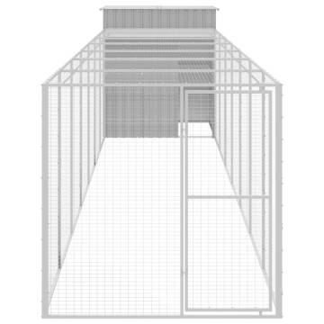 Durable Chicken Cage with Run - Light Grey, Galvanised Steel