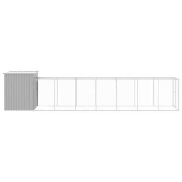 Durable Chicken Cage with Run - Light Grey, Galvanised Steel