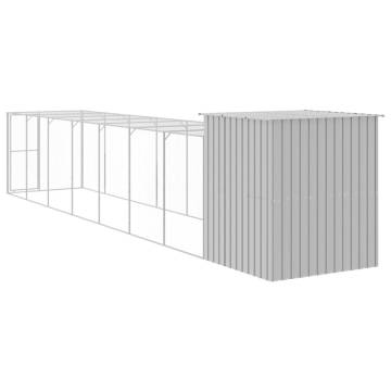 Durable Chicken Cage with Run - Light Grey, Galvanised Steel