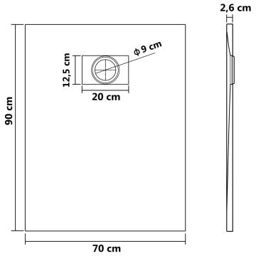 Shower Base Tray SMC Brown 90x70 cm - Modern & Durable