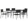 7 Piece Black Poly Rattan Garden Dining Set | Hipo Market