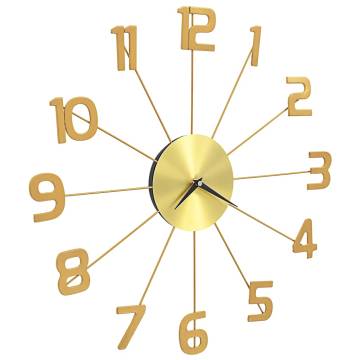 Elegant 50 cm Golden Metal Wall Clock - Hipomarket