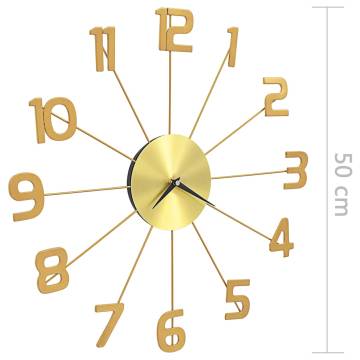 Elegant 50 cm Golden Metal Wall Clock - Hipomarket