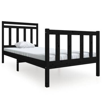 Black Solid Wood Bed Frame 90x190 cm - Stylish & Sturdy