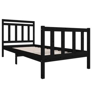 Black Solid Wood Bed Frame 90x190 cm - Stylish & Sturdy