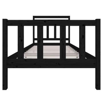 Black Solid Wood Bed Frame 90x190 cm - Stylish & Sturdy