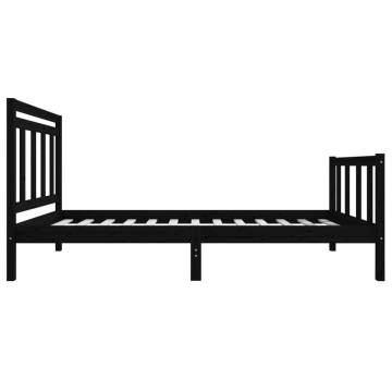 Black Solid Wood Bed Frame 90x190 cm - Stylish & Sturdy