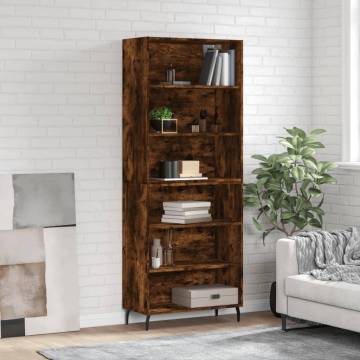 Stylish Highboard in Smoked Oak - 69.5x32.5x180 cm