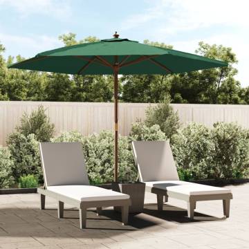 Garden Parasol with Wooden Pole Green - 299x240 cm | HipoMarket