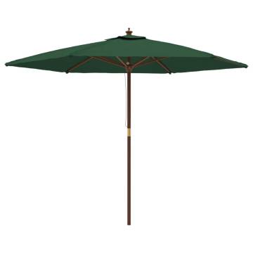 Garden Parasol with Wooden Pole Green - 299x240 cm | HipoMarket