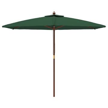 Garden Parasol with Wooden Pole Green - 299x240 cm | HipoMarket