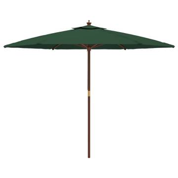 Garden Parasol with Wooden Pole Green - 299x240 cm | HipoMarket