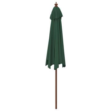 Garden Parasol with Wooden Pole Green - 299x240 cm | HipoMarket