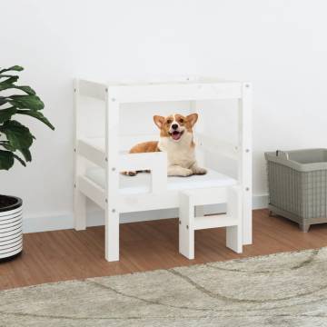 Stylish Dog Bed in White | Solid Pine Wood 55.5x53.5x60 cm