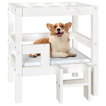 Stylish Dog Bed in White | Solid Pine Wood 55.5x53.5x60 cm